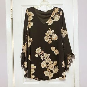 ASTR the Label Black Floral Lace Shift Dress